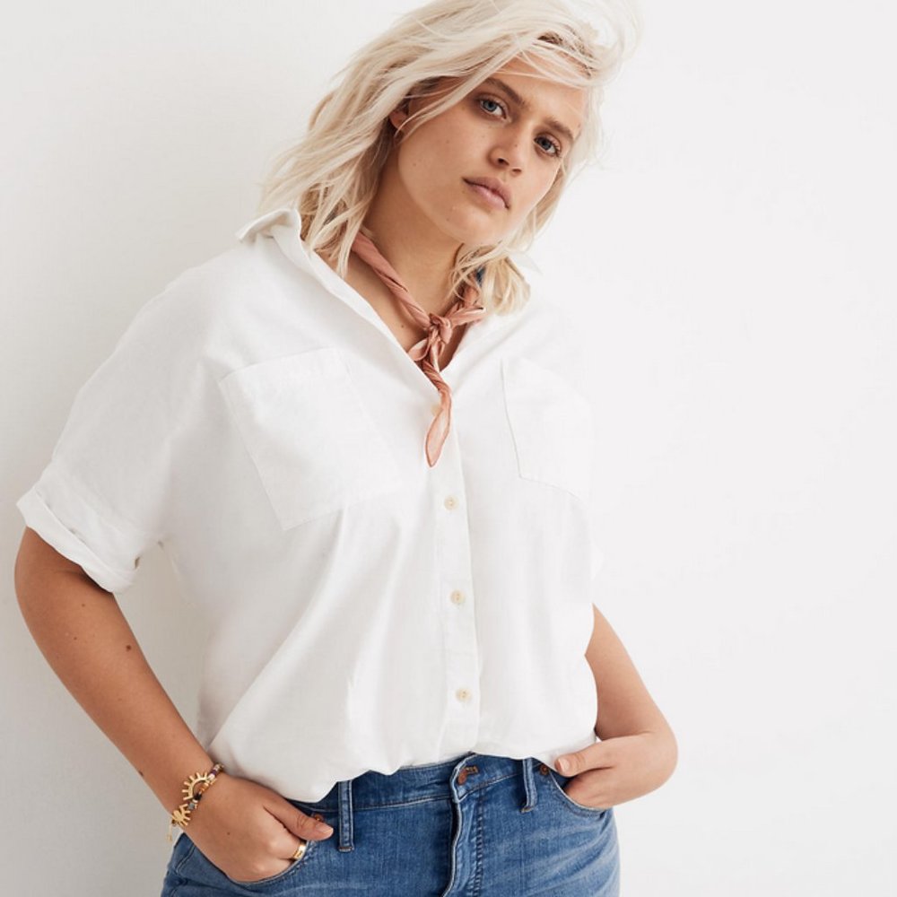 Madewell White Cotton Courier Shirt